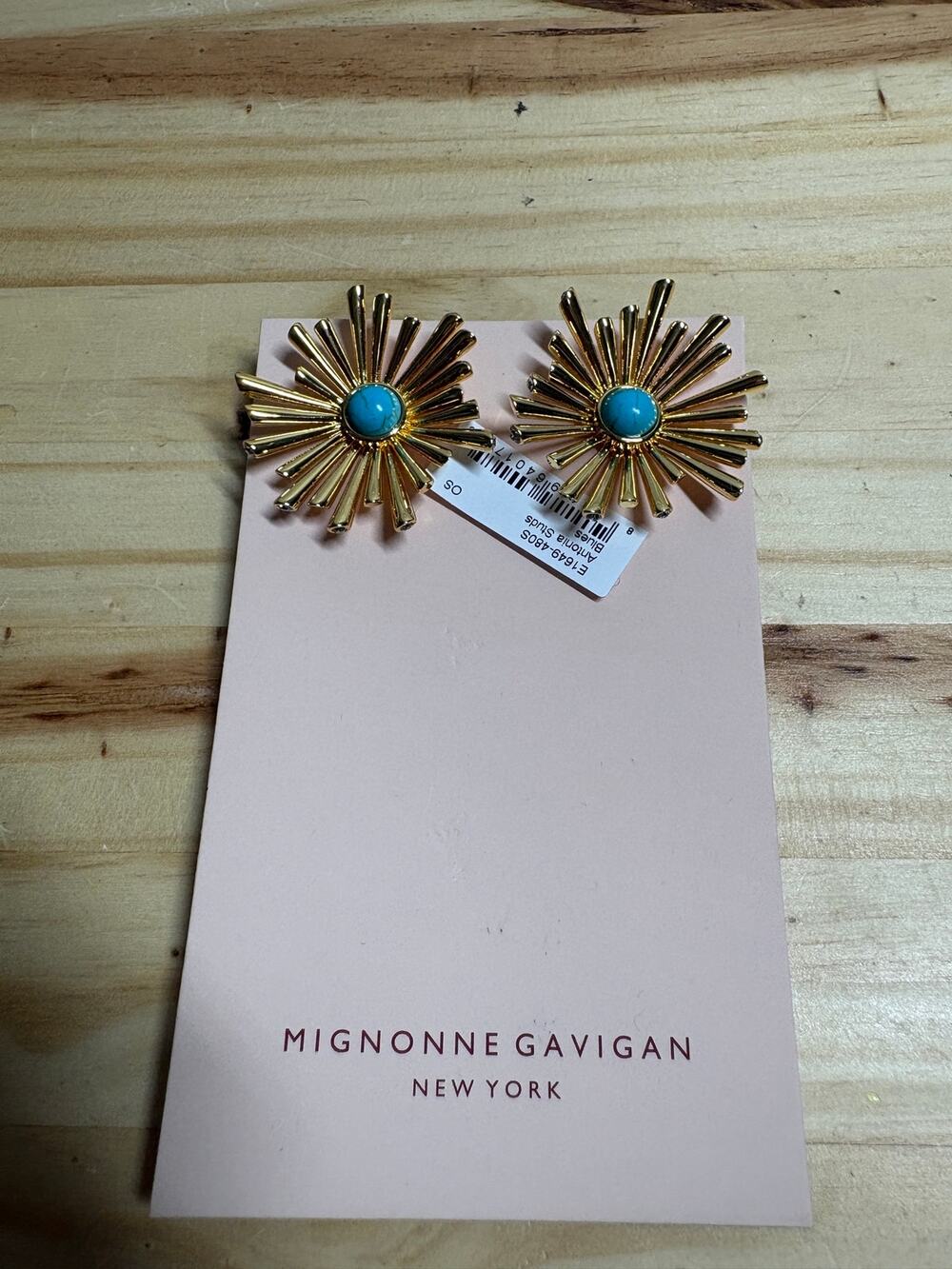 Mignonne Gavigan Blues Antonia Studs Earrings Gold Sunburst FLAWED